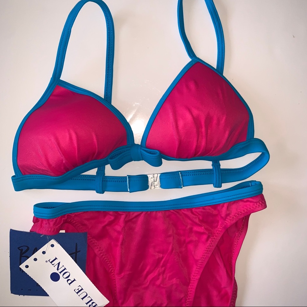 NWT 80s Vintage Blue & Pink Bow Bikini Set
